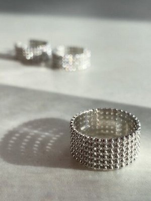 Серебряное  широкое кольцо "Bubble"
