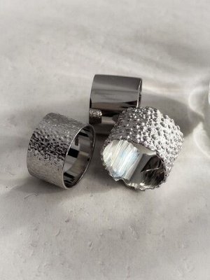 Серебряное широкое кольцо "Пузыри", 14 мм