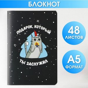 Блокнот «Подарок, который ты заслужил», А5, 48 листов софт тач