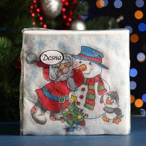 Салфетки Салфетки бумажные "Desna Design" Дед Мороз и Снеговик, 1 слой, 24x24, 40 листов