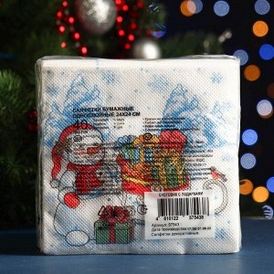 Салфетки бумажные "Desna Design" Снеговик с подарками, 1 слой, 24x24, 40 листов