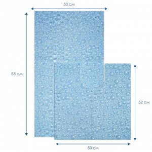 Набор ковриков для ванной и туалета 2 шт, вспененный ПВХ, голубой, 50 х 52 см, 50 х 85 см