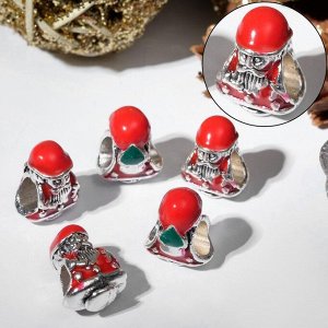 Талисман новогодний "Дедушка Мороз" в шубе, цвет красно-зелёный в серебре