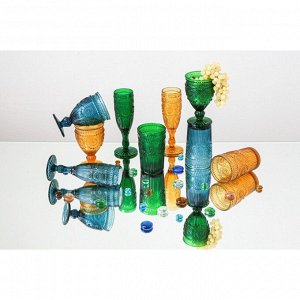 Набор стеклянных стаканов Magistro «Ларго», 350 мл, 6 шт, цвет янтарный