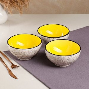 Набор посуды &quot;Салатный&quot;, керамика, желтый, 3 предмета: d=15 см, 700 мл, Иран