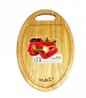Доска разделочная, с ручкой, овальная, Гевея, 20 х 29 см