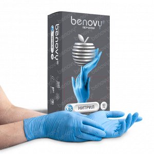 BENOVY Nitrile Chlorinated BS, перчатки нитриловые, голубые, XS, 50 пар в упаковке