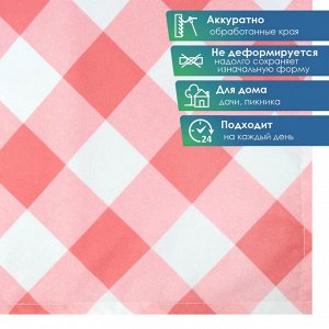 Скатерть на стол декорированная в клетку для масленицы 110х140 см (красный)