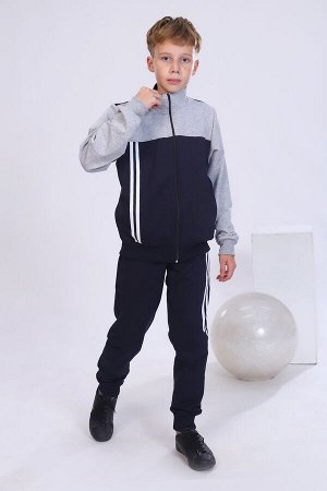 Костюм Варианты расцветки: синий
Ткань:  футер с лайкрой 2-х нитка, Состав: 70% хлопок/ 24% п\э/ 6% лайкра
Костюм подростковый на мальчика. Кофта на молнии с карманами и лампасами, брюки не широкие с 