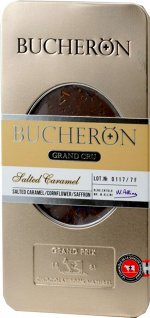 BUCHERON. Grand Cru Salted Caramel молочный шоколад с соленой карамелью, васильком и шафраном 100 гр. жест.банка