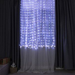 Умная гирлянда «Занавес» 2 x 2 м роса, IP20, серебристая нить, 400 LED, приложение, свечение RGB, USB