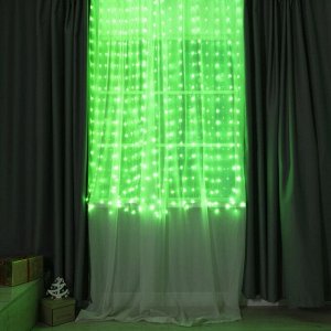 Умная гирлянда «Занавес» 2 x 2 м роса, IP20, серебристая нить, 400 LED, приложение, свечение RGB, USB