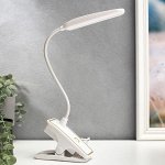 Лампа настольная прищепка сенсор 3 режима LEDх14 &quot;Золотая полоса&quot; лупа USB, 3ААА 44х15х6 см RISALUX