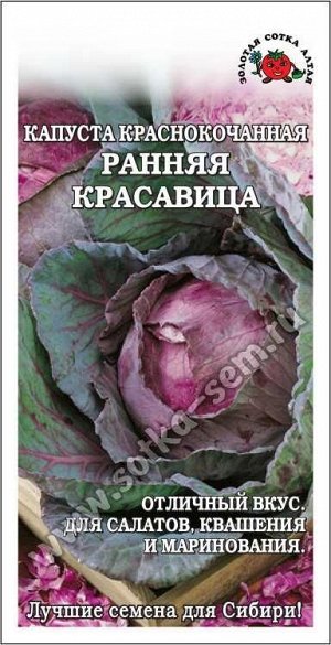 Капуста краснокочанная Ранняя красавица /Сотка/ 0,3г/ раннесп. 1-2кг/*1200