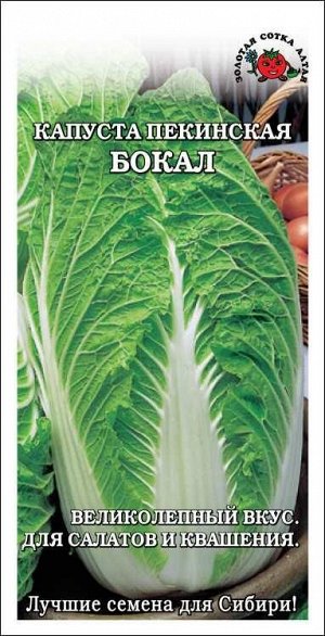 Золотая сотка Алтая Капуста пекинская Бокал /Сотка/ 0,3 г/ср.1,5-2кг/ среднесп. 1,5-2кг /*1200
