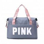 Сумка дорожная текстильная с двойным дном с надписью &quot;PINK&quot;, цвет синий