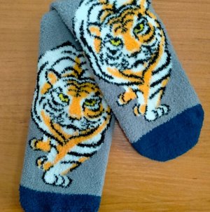 Мужские Носки махровые с тигром