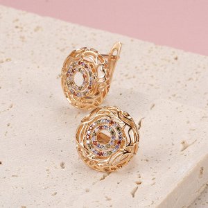 Серьги Покрытие 18К золото, цирконы, фианиты