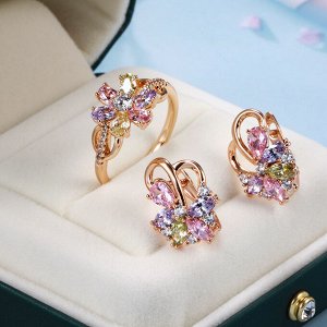 Серьги Покрытие 18К золото, цирконы, фианиты