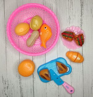 Игровой набор продуктов для резки,12 предметов/Игровой набор игрушечных продуктов/Набор фруктов на липучках/Игровой набор продуктов питания