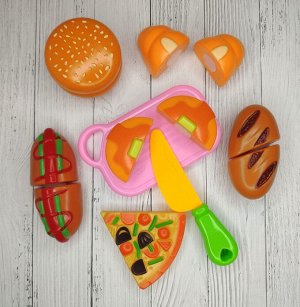 Игровой набор "Фастфуд" еда на липучке, 8 предметов/Игровой набор игрушечных продуктов/Набор на липучках/Игровой набор продукты питания