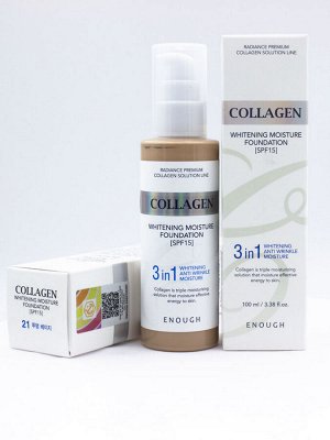 Тональная основа с коллагеном 3 в 1 для сияния кожи collagen whitening moisture foundation spf 15№21