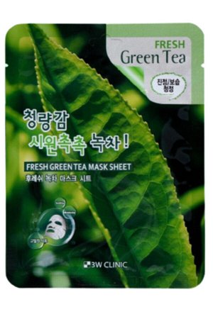 Маска для лица с экстрактом зеленого чая FRESH GREEN TEA MASK SHEET 3W Clinic, 23 мл