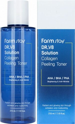 ПИЛИНГ-ТОНЕР ДЛЯ ЛИЦА С КОЛЛАГЕНОМ DR-V8 SOLUTION COLLAGEN PEELING TONER 210мл