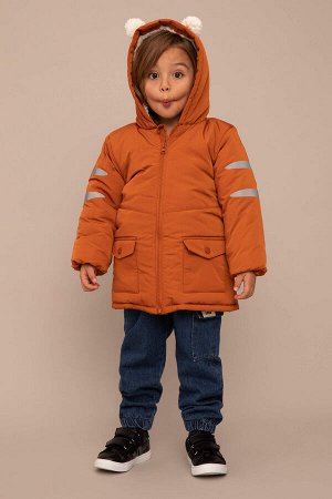 Водоотталкивающее 3D плюшевое пальто с капюшоном для маленьких мальчиков