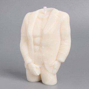 Свеча фигурная из натурального воска "Мужчина в пиджаке", 11 см, 155 г, 3 ч, белый