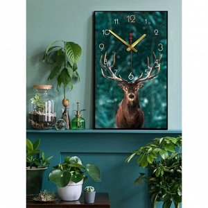 Часы-картина настенные, серия: Природа, "Олень", плавный ход, 57 х 35 х 4 см