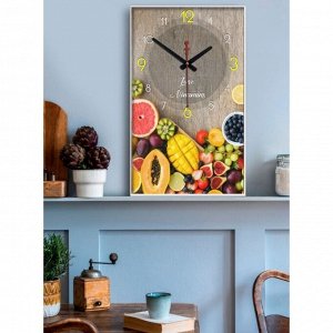 Часы-картина настенные, серия: Кухня, "Тропические фрукты", плавный ход, 57 х 35 х 4 см