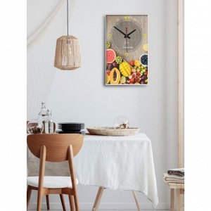 Часы-картина настенные, для кухни, "Тропические фрукты", плавный ход, 57 х 35 х 4 см