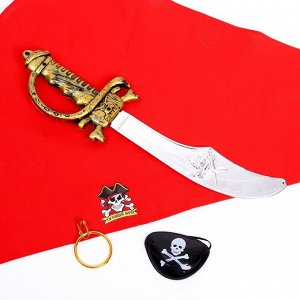 Карнавальный костюм взрослый «Настоящий пират», серьга, наглазник, меч, бандана