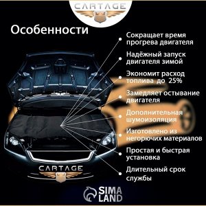 Автоодеяло для двигателя Cartage black, 130 х 80 см, плотное