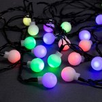Гирлянда «Нить» 5 м с насадками «Шарики белые», IP20, прозрачная нить, 20 LED, свечение мульти (RG/RB), мигание, 220 В