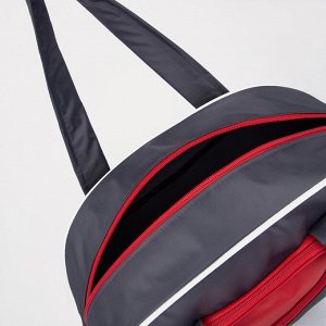 Сумка спортивная на молнии, без подкладки, наружный карман, цвет серый/красный