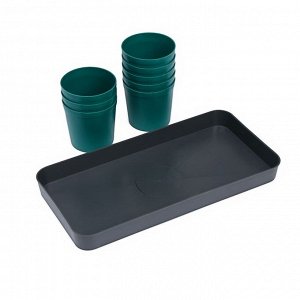 Набор для рассады: стаканы по 500 мл (8 шт.), поддон 40 ? 20 см, цвет МИКС, Greengo