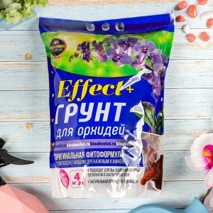 СИМА-ЛЕНД Грунт для орхидей Effect+, с дренажным камнем, фракция 10-30, 4 л