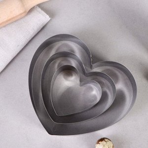 Набор форм для выпечки и выкладки "Сердце", 15 х 15 х 5 см, 3 шт