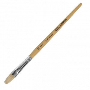 Кисть Щетина плоская Roubloff Сочиняй № 12 (длина волоса 21 мм), короткая ручка матовая