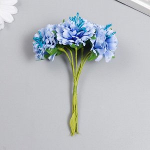 Цветы для декорирования "Астра синяя" 1 букет=6 цветов 10 см