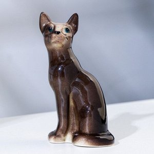 Статуэтка фарфоровая «Кошка Тайка», чёрная, 10см