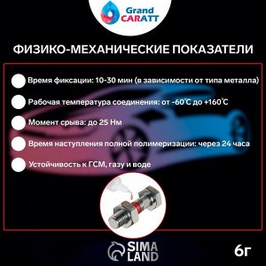 Герметик фиксатор Grand Caratt, неразъёмный, быстрой фиксации, 6 г