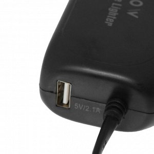 Разветвитель прикуривателя Cartage, USB 5 В 2.1 А, 60 Вт, 12/24 В, провод 60 см