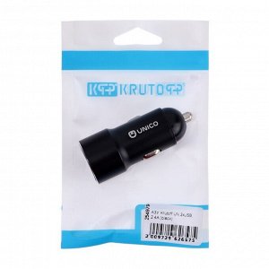 Автомобильное зарядное устройство Krutoff UN, 2xUSB, 2.4 A, черное