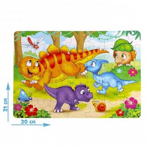 Пазл «Играющие динозаврики», 35 деталей