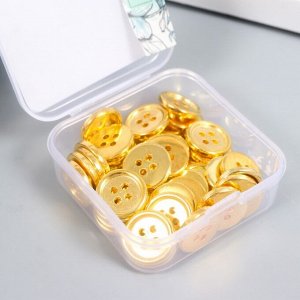 Пуговицы пластик 4 прокола «Золотая», 1.5x1.5 см, набор 40 шт., 2x5.5x5.5 см