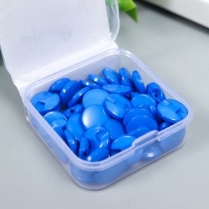 Пуговицы пластик на полуножке "Кругляш ярко-синий" 1,3х1,3 см набор 50 шт 2х5,5х5,5 см