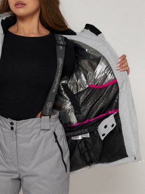 Горнолыжный костюм женский серого цвета 021530Sr